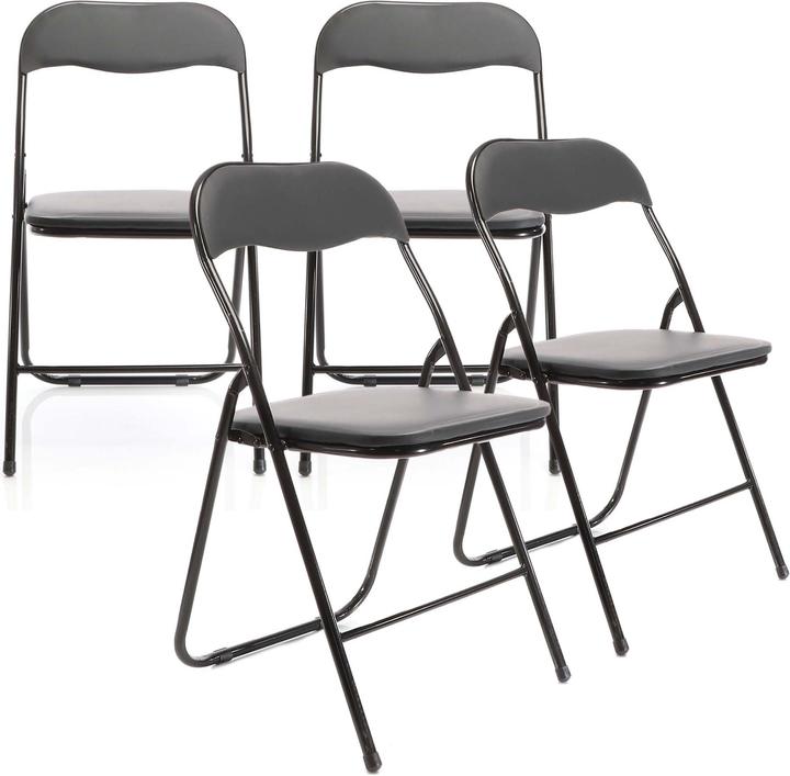 Immagine prodotto Wiltec Set di 4 sedie pieghevoli 46x50x81cm nero sedia da giardino pieghevole 200kg acciaio