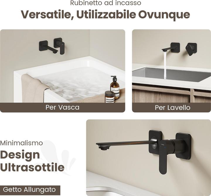 Produktbild Emke Wasserhahn Bad modular Messing schwarz matt Mischbatterie Waschbecken Küchenarmatur mit Luftsprudler