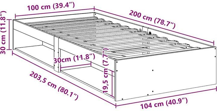 Image du produit VidaXL Lit de jour sans matelas 100x200 cm en pin massif Canapé-lit (100 x 200 cm)