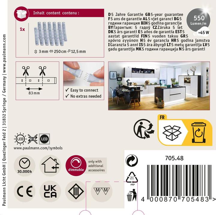 Produktbild Paulmann MaxLED 500 Stripe (Tageslicht, 250 cm, Indoor)