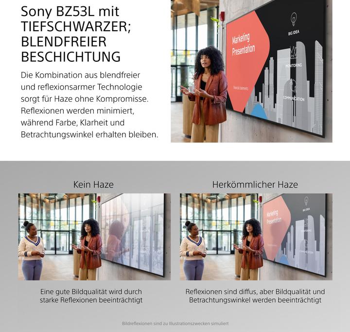 Actual product image Sony 98" Pro LCD 780nit Haze w/5yr PS (3840 x 2160 Pixels, 98")
