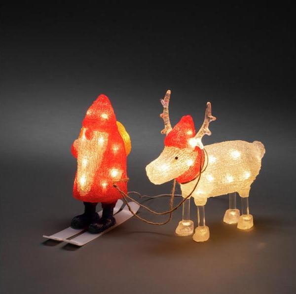 Image du produit Konstsmide Figurine LED en acrylique Père Noël avec renne, 40 LED
