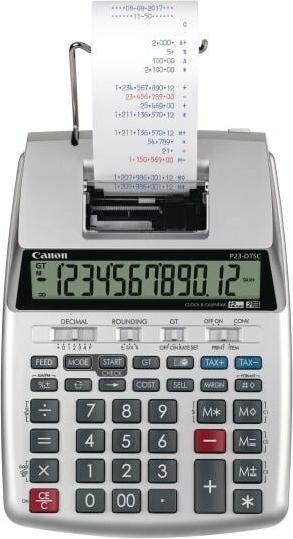 Immagine prodotto Canon Calcolatrice da tavolo P23DTSC argento/metallo, display LC: 12 cifre, versione: stampa (Batterie)