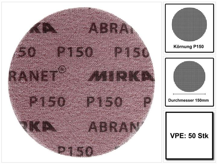 Produktbild Mirka ABRANET Schleifscheiben Grip 150mm P150 50 Stk. ( 5424105015 ) (P150)