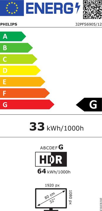 Energie-Label Philips 32PFS6905 Ambilight (32", LCD, Full HD, 2020)