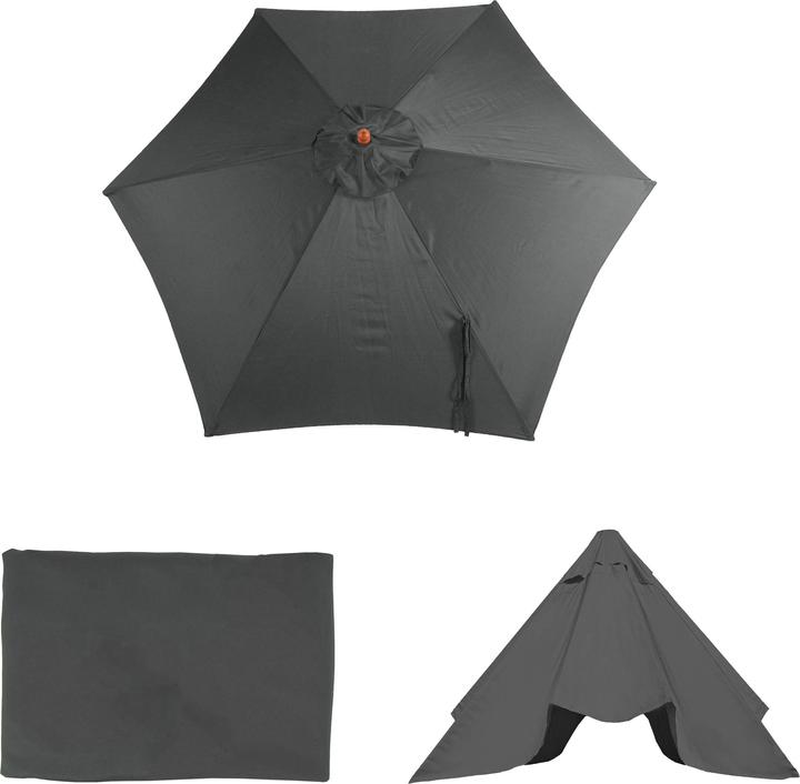 Produktbild Mendler Ersatz-Bezug für Sonnenschirm Florida, Sonnenschirmbezug Ersatzbezug, Ø 3m Polyester 6kg - anthrazit (2.90 m)