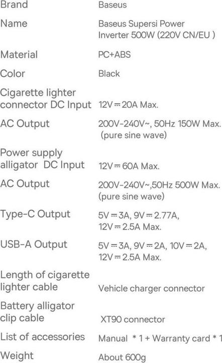 Produktbild Baseus Super Si Power Inverter (12V, 2.40 A)