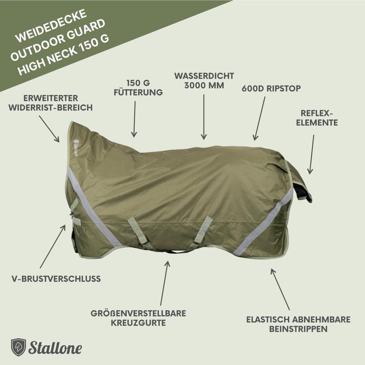 Image du produit Stallone Couverture de pré 150 g Outdoor Guard High Neck (145 cm)