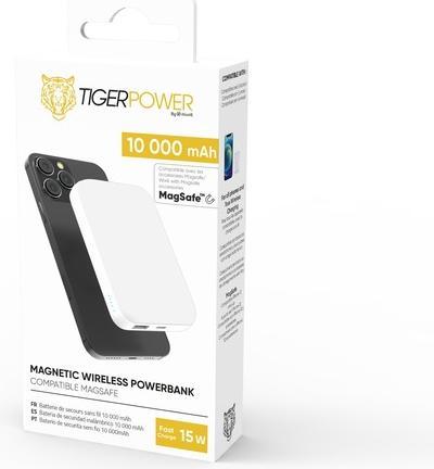 Actual product image Tiger Powerbank induction charger, MagSafe compatible 10,000mAh White (10000 mAh, 20 W)