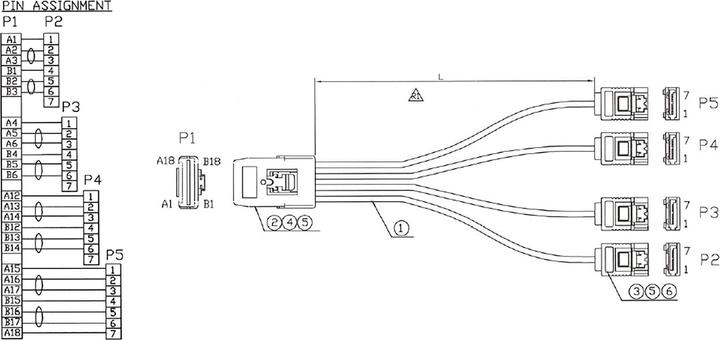 Image du produit InLine Câble SAS (OCR), 1x Mini-SAS vers 4x SATA