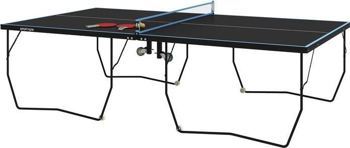 Swisshandel24 Tischtennisplatte, Klappbar Tischtennistsich mit Netz, Rollen, Schwarz