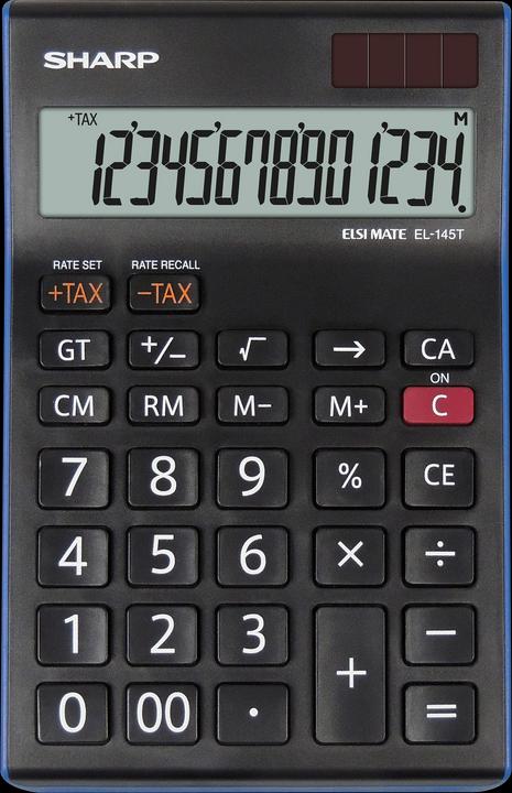 Image du produit Sharp Calculatrice EL-145T Calculatrice financière de bureau noire (Cellules solaires, Piles)