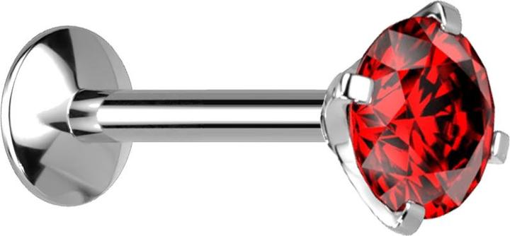 Produktbild Star Piercing Micro Innengewinde Labret UFO silber mit Kristall rot gefasst (ohne Messing, Titan G23)