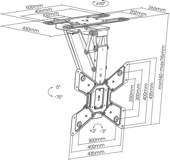 Image du produit myWall Pour les tailles d'écran 23" - 65" (58 - 165 cm), charge jusqu'à 30 kg, avec télécommande radio (Plafond, 65", 30 kg)