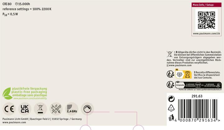 Immagine prodotto Paulmann Filamento AGL Zigbee (E27, 6 W, 470 lm, 1 x, G)
