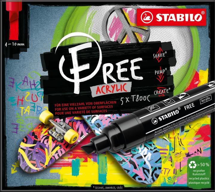 Actual product image STABILO FREE Acrylic Acrylic Maker (White, Turquoise, Red, Grey, Black, 10 mm, 5 x)