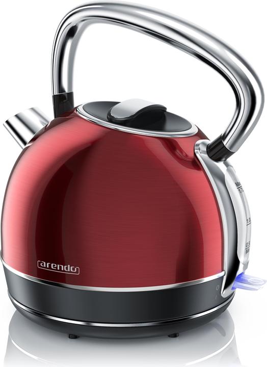 Arendo Waterkoker, retro vintage stijl, roestvrij staal, kalkfilter, automatische uitschakeling (1.70 l)