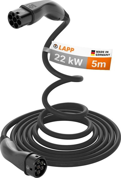 Lapp Mobility EV-TYP2 CABLE DE CHARGE HELIX, 22kW-3P-32A, 5m, black (Type 2, 22 kW, 33 A, 5 m)