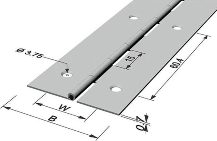 Produktbild Oral-B Stangenscharnier Scharnierbreite offen 32 mm Materialstärke 0,7 mm 600 mm Eisen vermessingt