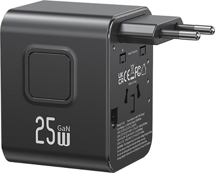Immagine prodotto Usams Travel Charger Adapter CC309 2xUSB-C 25W 4in1 US/AU/EU/UK black (25 W)