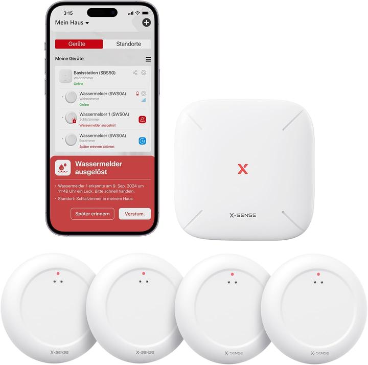 X-Sense WLAN Wassermelder-Set mit Basisstation