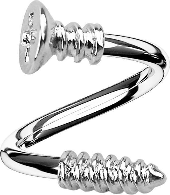 Star Piercing Micro Spirale silber mit Kreuzschlitzschraube (ohne Messing, Chirurgenstahl 316L)