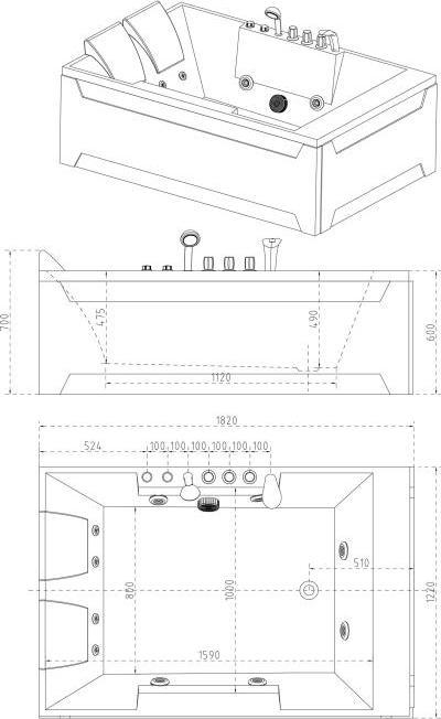 Produktbild Shower Design Thalassa (515 l, 122 cm, 182 cm)