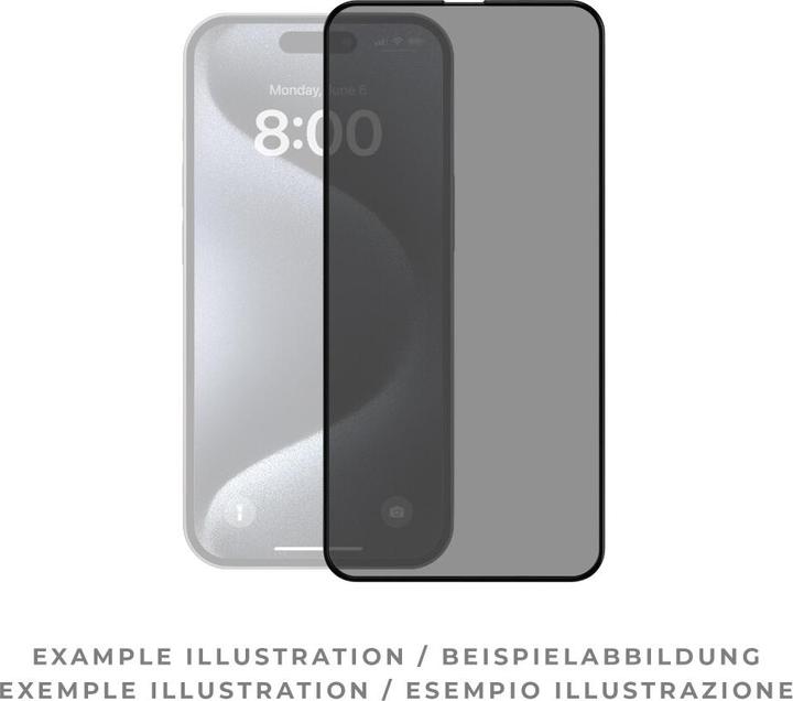 Produktbild prio Panzerfolie Blickschutz für iPhone 16 15 schwarz PSG-1656 (1 Stück, Apple iPhone 15, Apple iPhone 16)