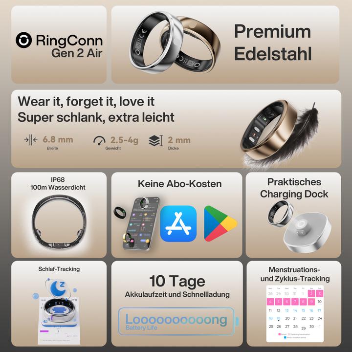 Immagine prodotto RingConn Smart Ring Gen 2 Air (7, Argento)