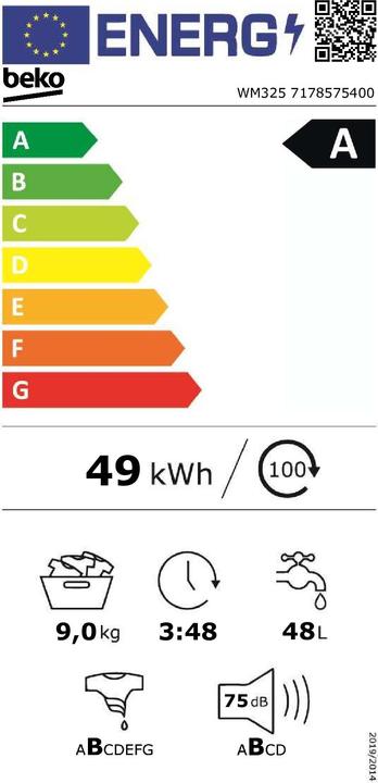Etichetta energetica Beko WM325 (9 kg, A sinistra)