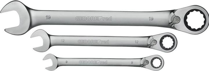 Gedore Red Combination ratchet open-end wrench set reversible. metric 5 pieces (19 mm, 8 mm, 15 mm, 10 mm, 14 mm, 12 mm, 18 mm, 13 mm, 9 mm, 16 mm, 11 mm, 17 mm)
