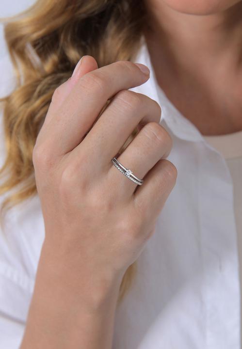 Image du produit Elli DIAMONDS Bague diamant (0.06 ct) solitaire ruban 585 or blanc (58, Or 585/14 K)