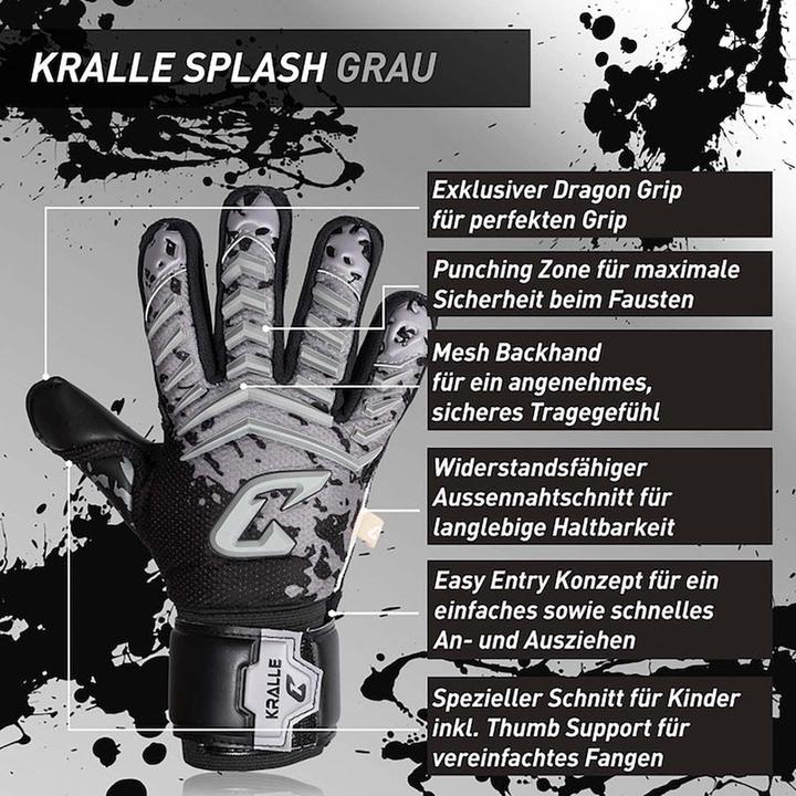 Produktbild Catch & Keep Fussballhandschuhe Kralle Splash Gr. 6 Grau Torwart Keeper Goalie Handschuhe (6)
