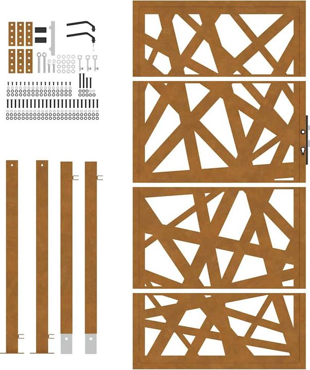 Produktbild VidaXL Gartentor 105x180 cm Wetterfester Stahl Lichtdesign Zauntor Outdoor Tor