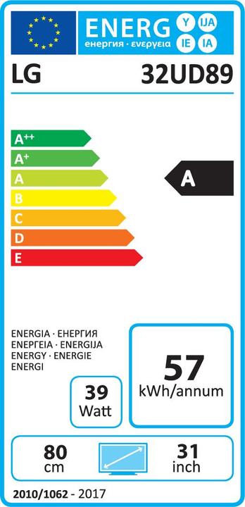 Energie-Label LG 32ud89-W (3840 x 2160 Pixel, 31")
