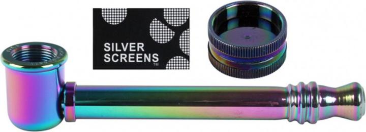 Produktbild Moosmayr Glass Weed Pipe Rainbow + Grinder and 5 Screens
