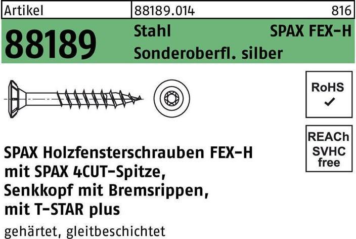 Spax Fensterbauschrauben FEX-H 4,0x30mm TX15 TG Wirox (1000 Schrauben pro Stück)
