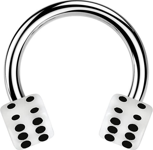 Produktbild Star Piercing Micro Circular Barbell silber mit zwei Würfel weiss (ohne Messing, Chirurgenstahl 316L, Acryl)