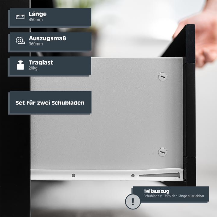 Actual product image Helpmate Rollschubführung 450 mm, Teilauszug, 2 Paar