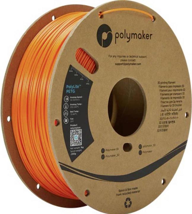 Actual product image Polymaker PolyLite PETG V2 - Orange - 1.75mm (PETG, 1.75 mm, 1000 g, Orange)
