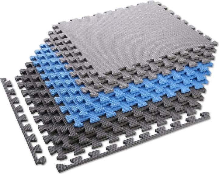 Produktbild One Faltmatte für Training HMS MP10, hellgrau-blau-dunkelgrau, 60x60x1,0 cm, 9-teilig (1 cm)