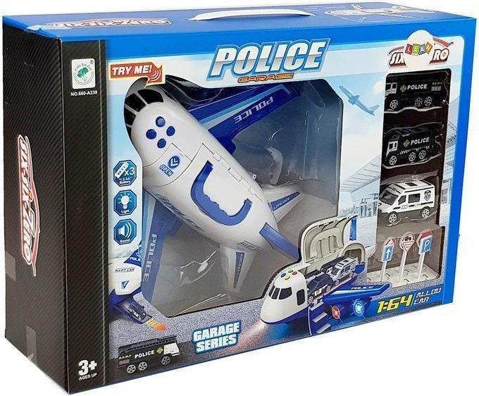 Actual product image Lean Toys Police plane with cars 1:64 with light and sound