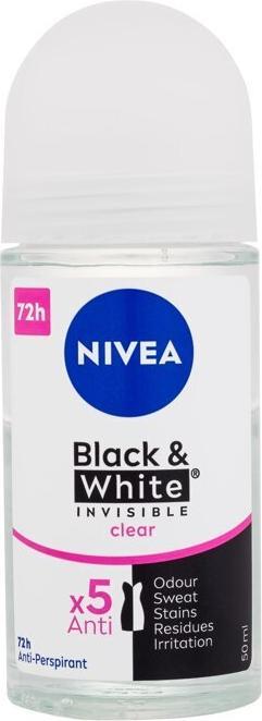 Actual product image NIVEA Invisible Antiperspirant For Black & White Clear, 50 Ml (Roll-on, 50 ml)