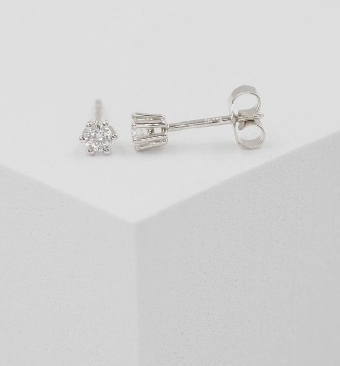 Image du produit Muau Solitaire earrings 6-handle setting white gold 750 diamonds 0.20ct. 5mm (Or blanc 750)