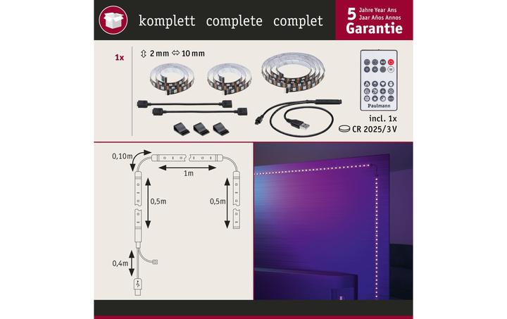 Immagine prodotto Paulmann EntertainLED USB TV Stripes RGB (RGB, 200 cm, Interno)