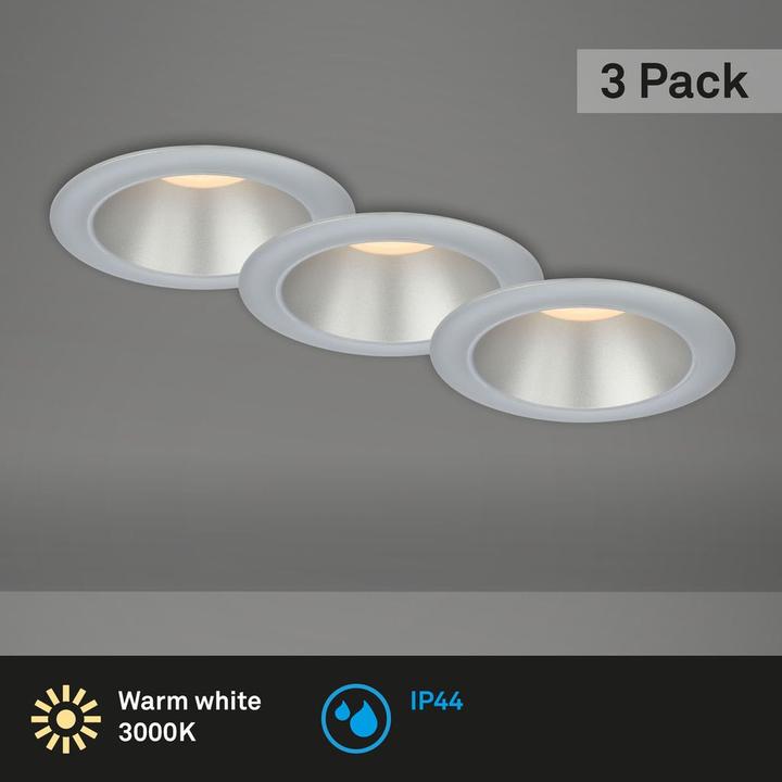 Produktbild Briloner LED Einbauleuchten-Set,,chrom-matt-silber,3xLED/4,9W, IP44 (480 lm)