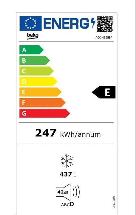 Energie-Label Bauknecht Gewerbe-Gefriertruhe (Freistehend, 432 l)