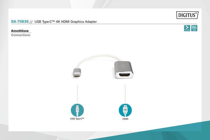Actual product image Digitus USB C to (HDMI, 4.60 cm)