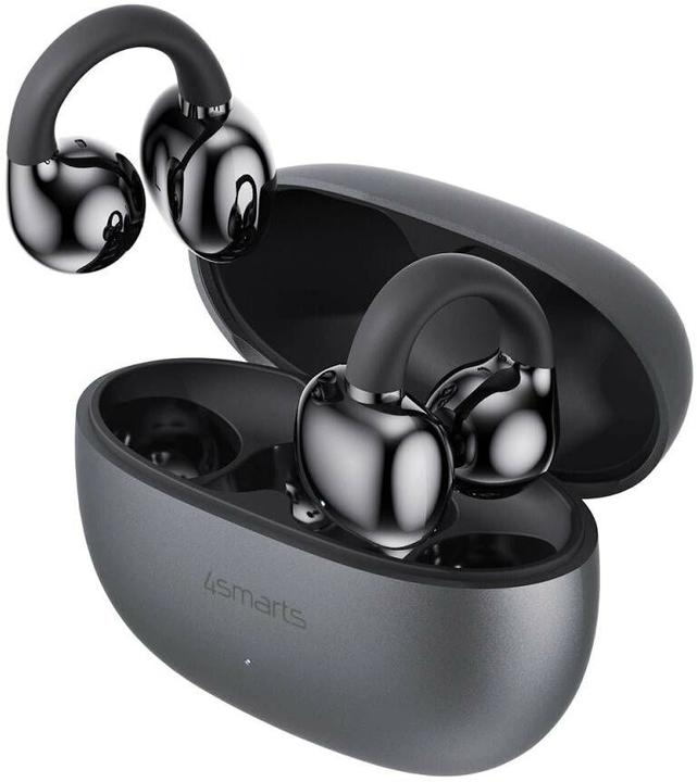Productafbeelding 4smarts Open-Ear-Kopfhörer SkyBuds Clip Grau, Detailfarbe: Grau (NC, 28 h, Draadloze)