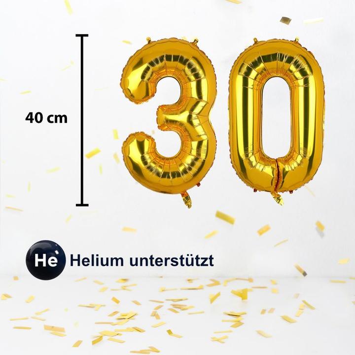 Actual product image Hermex Number balloon number 30 Golden foil balloon helium balloon balloon 40cm (1 x)